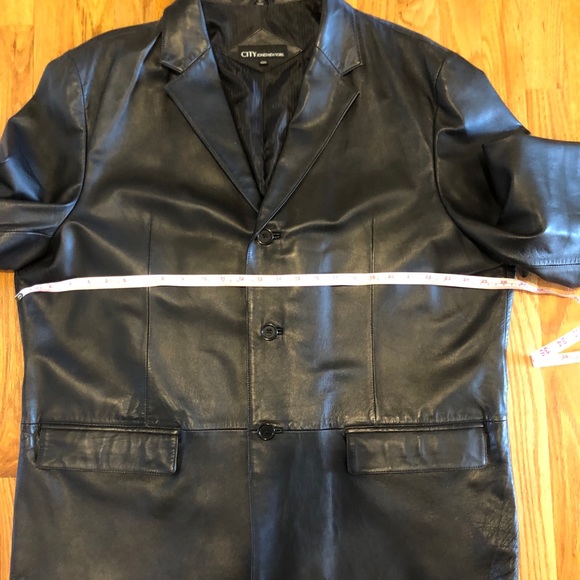 Men City Jones New York Black Leather Jacket - Picture 9 of 16